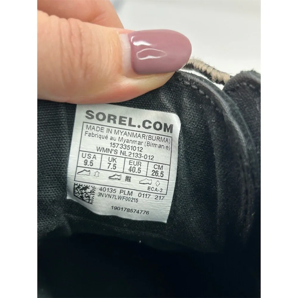 SOREL Duck Boots Black Waterproof Lace-Up Ankle Winter Rain Shoes Size 9.5